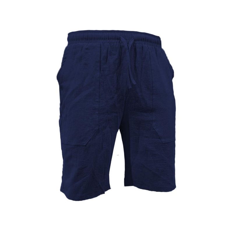 Pantaloncini da spiaggia casual traspiranti in tinta unita, con coulisse, in cotone e lino, estivi da uomo, con elastico in vita e gamba dritta_voghion.com