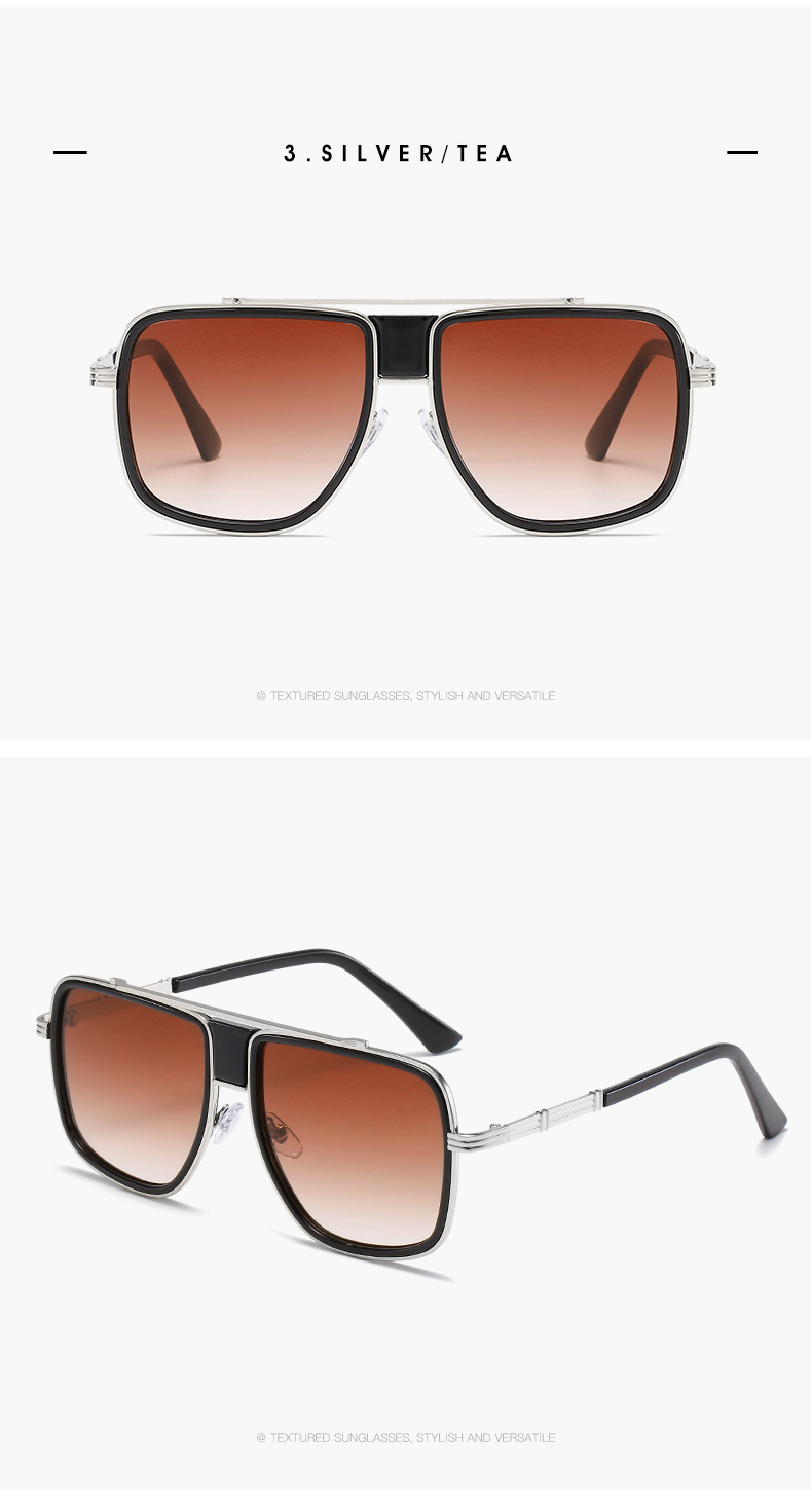 Occhiali da sole con occhiali da sole in metallo sfumato al tramonto con montatura quadrata di grandi dimensioni per uomo e donna Occhiali con protezione UV all'ingrosso_voghion.com