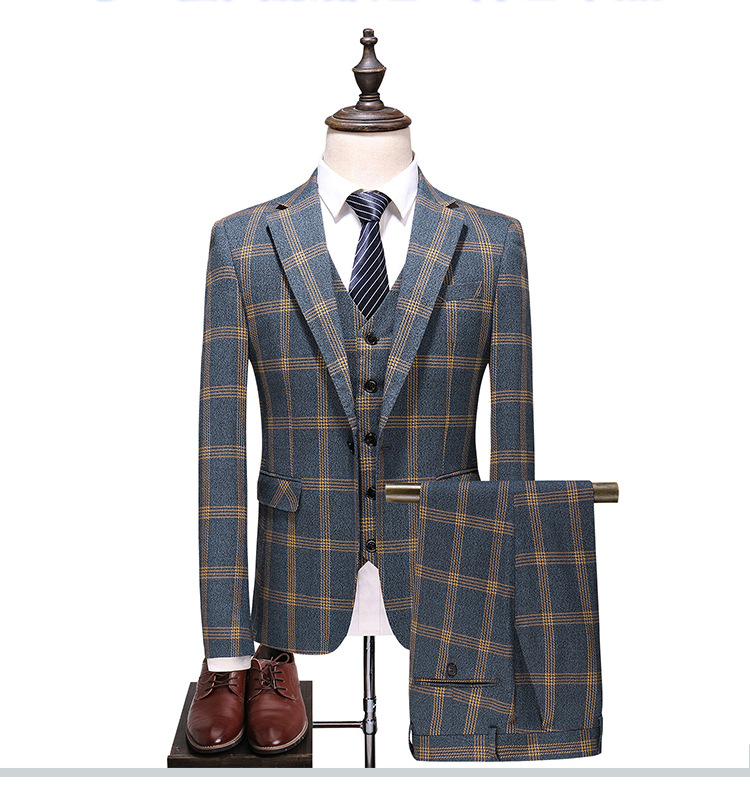 3pcs Men's clothing business casual large size popular suit three-piece youth wedding dress_voghion.com
