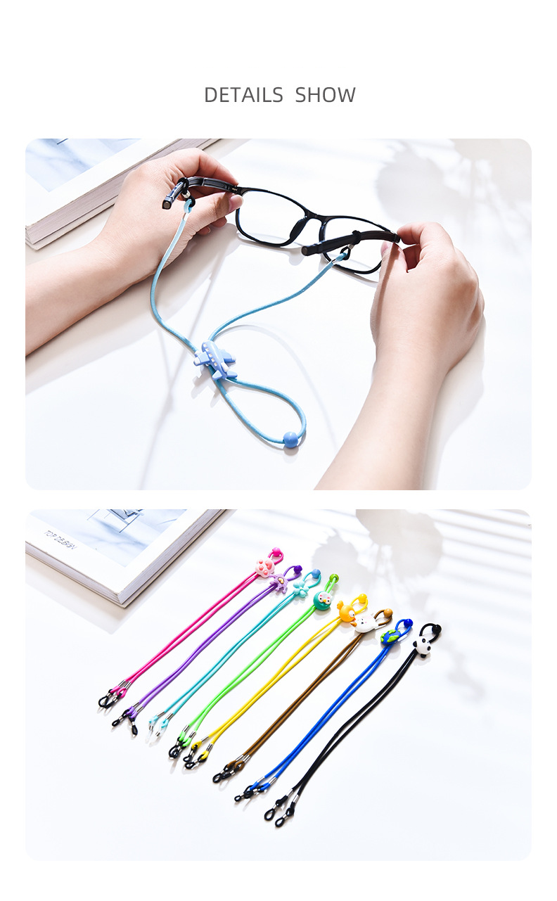 Corde de fixation pour lunettes unisexe pour enfants, sangle fixe antidérapante, solide, sport, crochet d'oreille anti-chute, ensemble de jambes, corde télescopique pour les yeux_voghion.com