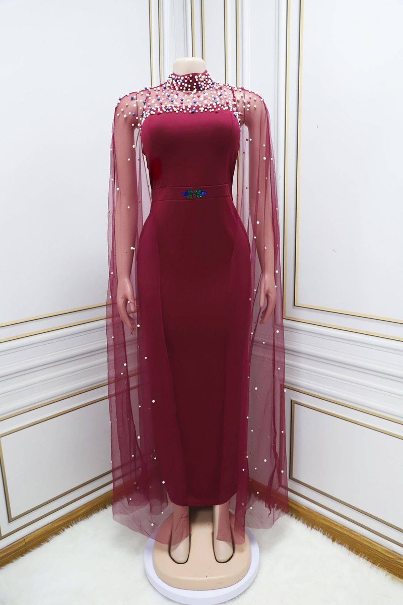 Moslem Abaya Arabesch Kleeder Beaded Mesh Kleed Robe Iftar Luxus Rock_voghion.com