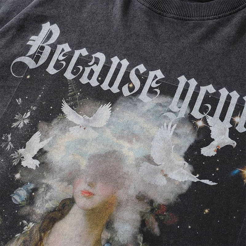 T-shirt à manches courtes pour homme, style streetwear, ample, col rond, délavé, style ancien_voghion.com