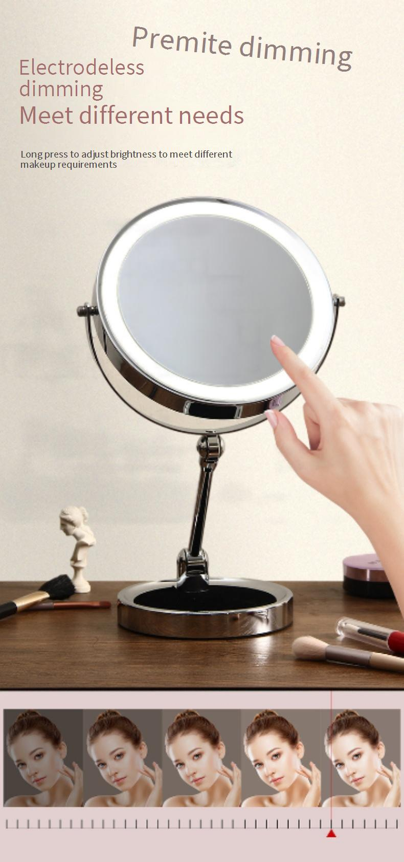 Mother & Kids Folding Makeup Mirror Desktop Magnifying Desktop Double Sided LED Light With Smart Fill Light Dressing Mirror Touch Switch_voghion.com