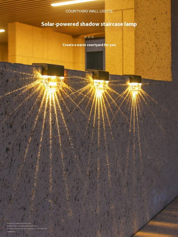Solar-Stufenleuchten für den Außenbereich, Gartentreppenleuchten mit warmen und farbwechselnden LEDs, wasserdichte Wand- und Zaunbeleuchtung für Terrasse, Hof, Weg_voghion.com