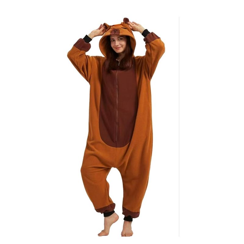 2025 Nuovo pigiama intero in flanella con simpatici animali dei cartoni animati, per bambini, adulti, uomini e donne, per la casa, per bambini da 100 cm a 140 cm_voghion.com