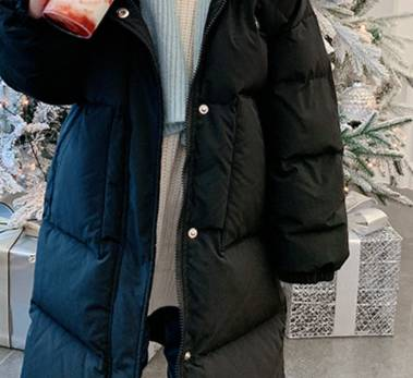 Trendy lange gewatteerde jas voor grote meisjes – verdikte winterjas (watermeloenrood/zwart, leeftijd 8+, 100-160 cm)_voghion.com