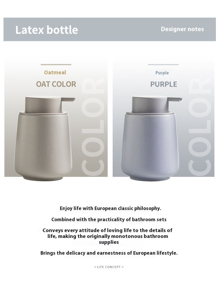 340ml Ceramic Foam Dispenser Bottle – Hand Soap & Shampoo Foamer Pump – Matte Oatmeal & Lavender – Eco-Friendly Gift For Home & Spa_voghion.com
