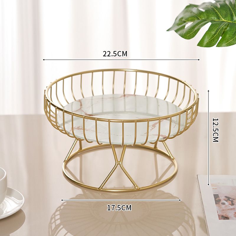 Elegant Metal Fruit Bowl – High-Foot Round Serving Tray For Fruits, Snacks & Home Decor (Gold/Black, Small & Large Sizes)_voghion.com