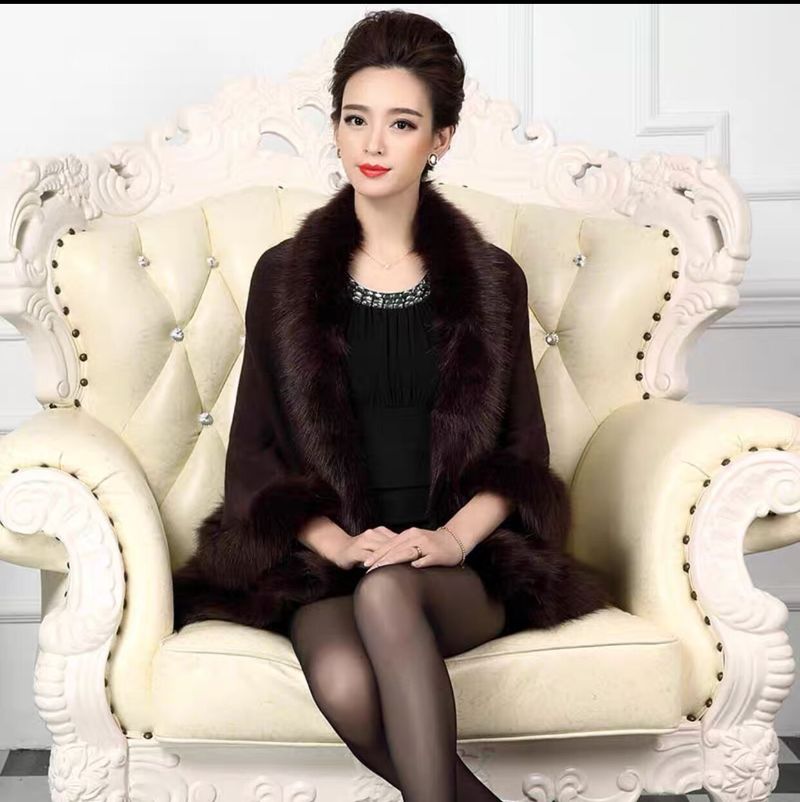 Wool cape cape women's large size knitted cardigan loose cape coat_voghion.com