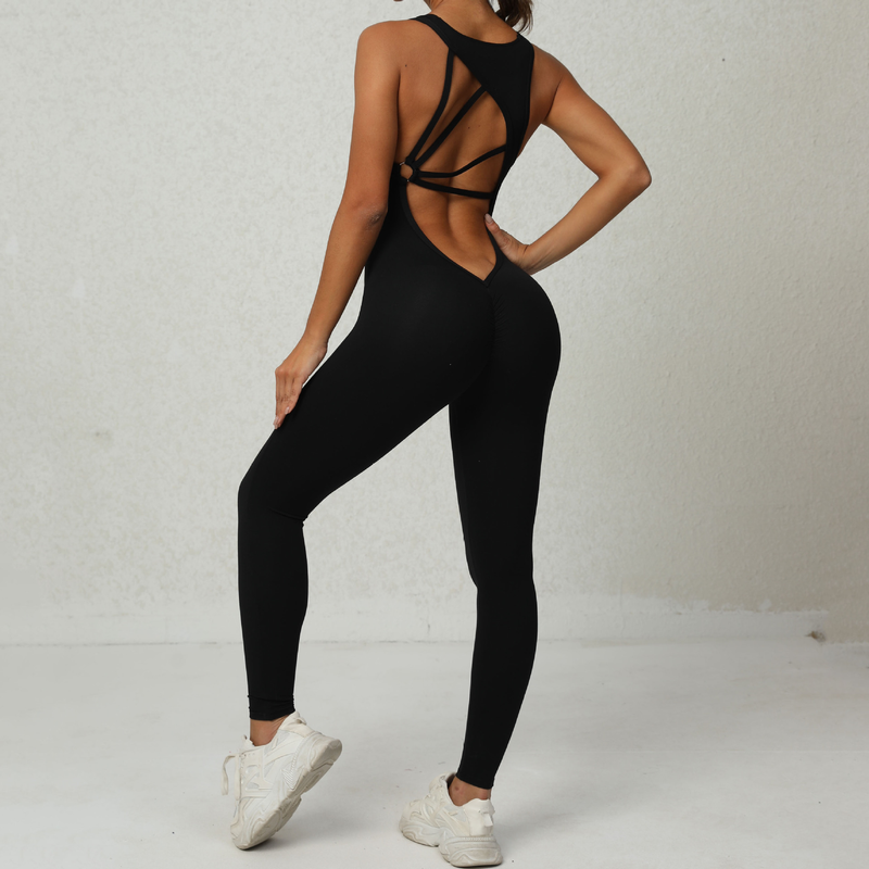 Vêtements de fitness sans manches pour femmes, vêtements de course, combinaison extensible et serrée_voghion.com