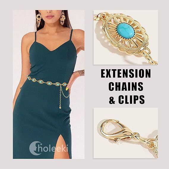 Metall geprägte vielseitige Modekette Kleid Zubehör Gürtel Taille Ornament_voghion.com