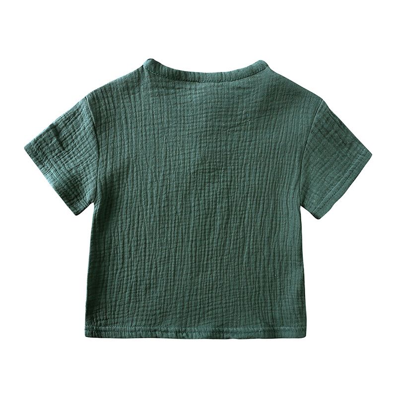 Abbigliamento per bambini Ragazzi e ragazze Abiti estivi a maniche corte per bambini Maglietta a maniche corte con bottoni in cotone e lino Pantaloncini Abito sottile in due pezzi_voghion.com