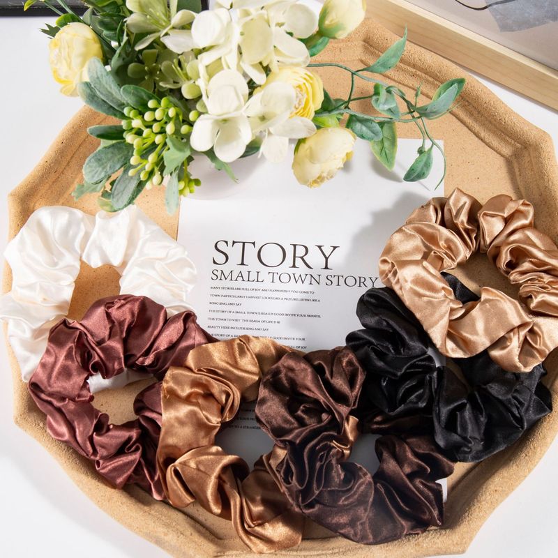 Heißer Verkauf Satin Solid Color Dickdarm Einfache und Vielseitige Frauen Headrope Hohe Elastische Haar Schleife Kopfbedeckungen_voghion.com
