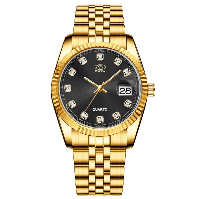 OMYA vandtætte par ure kalender rustfrit stål kvarts kjole ur sæt_voghion.com