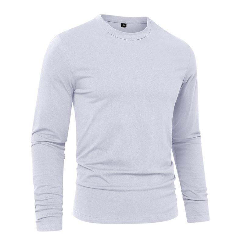 Herrenbekleidung Herren-Langarm-T-Shirt für Herren, einfarbig, Rundhalsausschnitt, langärmelig_voghion.com