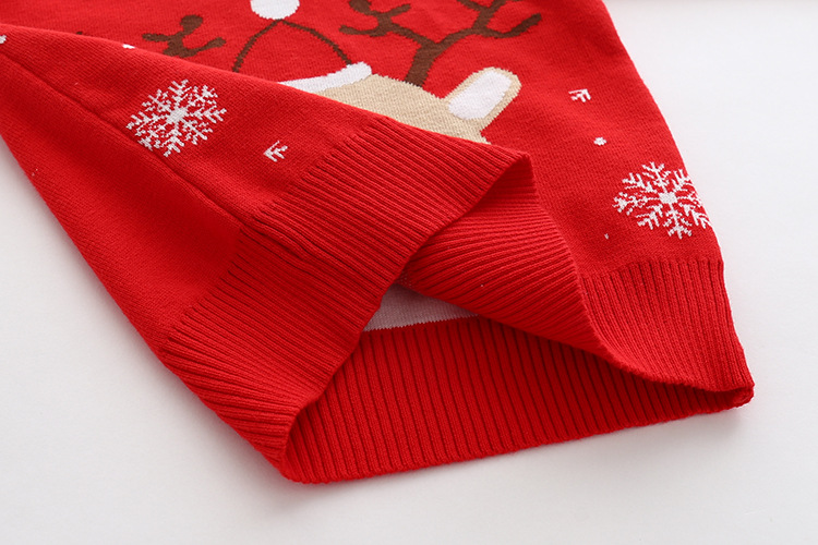 Vêtements d'automne/hiver pour enfants, pull de noël en Jacquard, flocon de neige, fauve, en Double coton, pour garçons et filles_voghion.com