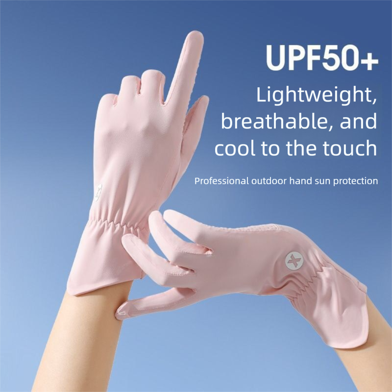Gants de soleil en soie glacée pour femmes, fins, respirants, antidérapants, protection UV, pour le cyclisme, la conduite de vélos électriques et autres activités de plein air. Deux doigts._voghion.com