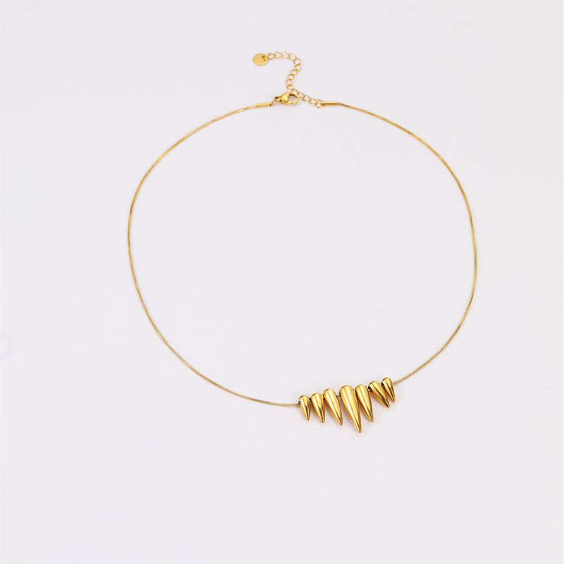 Gargantilla punk de acero inoxidable con forma de bala geométrica para mujer - Cadena minimalista en capas para uso casual y de oficina (dorado/plateado)_voghion.com
