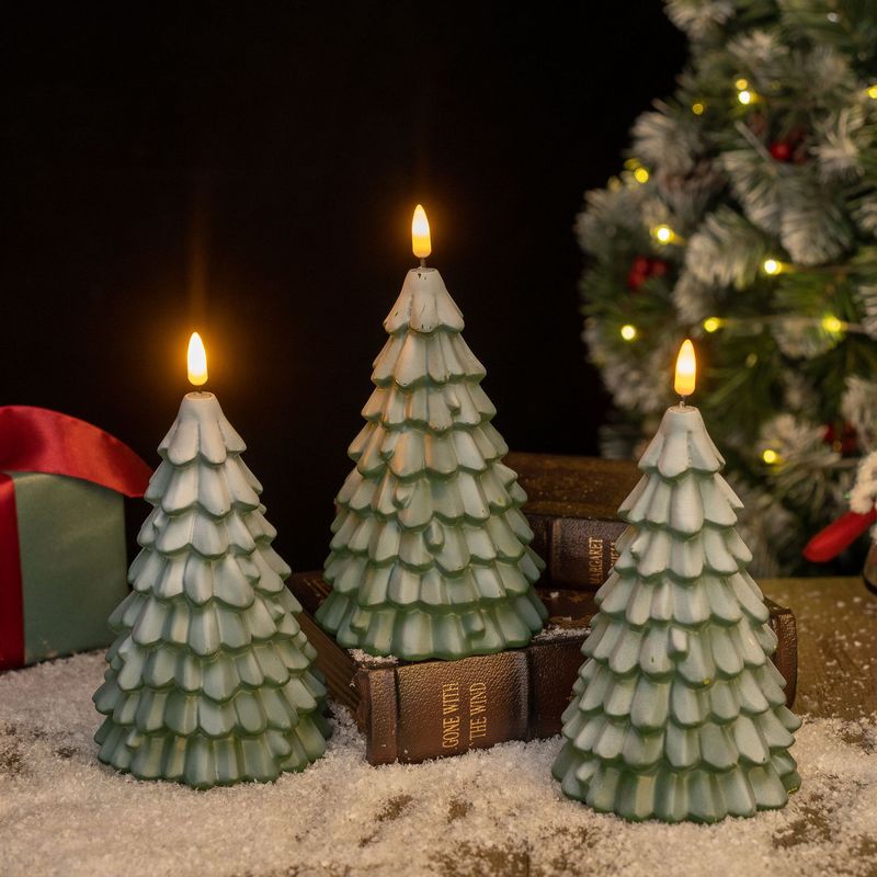 Christmas Vinyl Glowing Tree Electronic Candle Light Decorations Desktop Ornaments Party Scene Layout Props_voghion.com