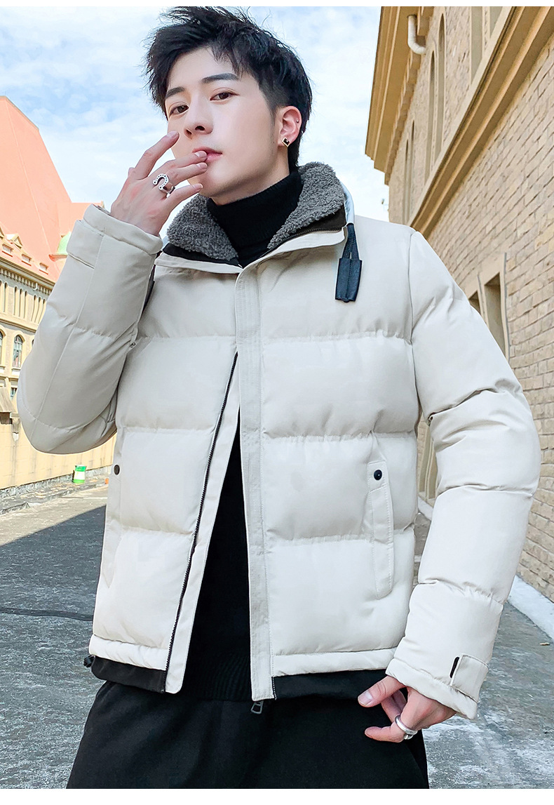Cappotto in cotone per abbigliamento da uomo, cappotto in cotone ispessito, tendenza della moda, versatile cappotto in cotone ricamato con colletto rialzato, taglie forti_voghion.com
