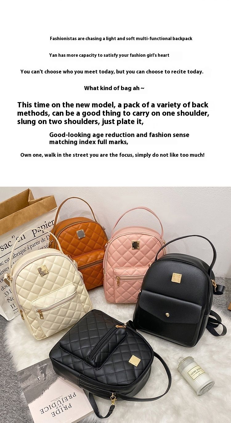 Andralyn Lingge Pattern Waterproof and Wear-resistant Backpack Korean Version Fashionable Women's Bag Casual Backpack_voghion.com