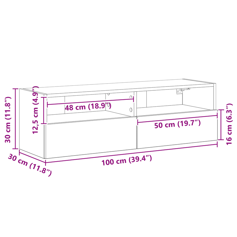 TV-Wandschrank Artisan Eiche 100x30x30 cm Holzwerkstoff_voghion.com