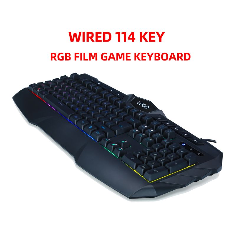 New 114 key wired mechanical touch film with RGB backlight and multimedia gaming computer keyboard_voghion.com