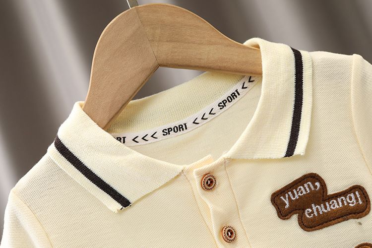 Dragt 2024 Sommer Nye Børn og Drenge Mode Kortærmet Stribet Polo Shirt Todelt Sæt Trendy_voghion.com