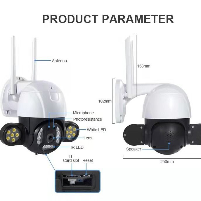 Courtyard WIFI PTZ Dome Home Outdoor Waterproof Wireless Network Camera Panoramic Monitoring Remote_voghion.com