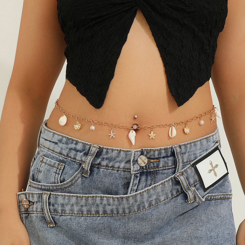 Neu Strand Shell Seestern Perle Muschel Körper Kette Ozean Stil Taille_voghion.com