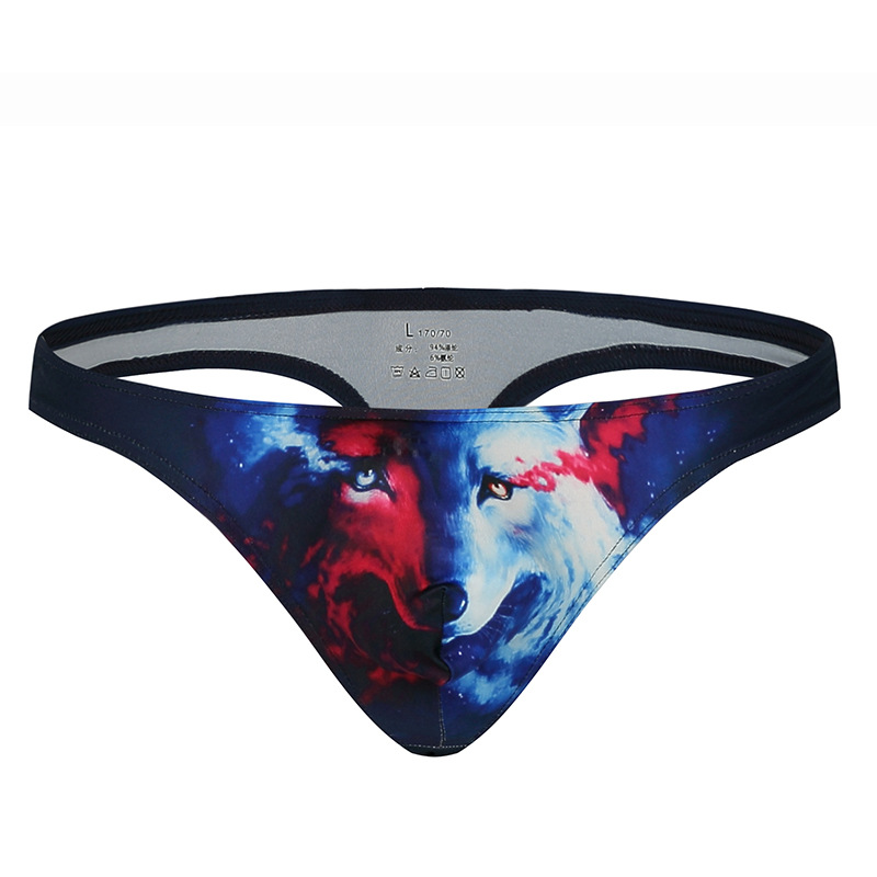 Men's Sexy Low Waist Printed U Convex Pouch Three-Dimensional Space T-Pants Thong_voghion.com
