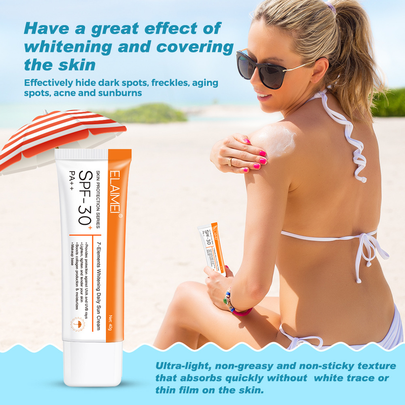 Aufhellende und Sonnenschutz-Sonnencreme, Ganzkörperisolation, UV-Schutz, Hautpflege, SPF30, tragbar_voghion.com