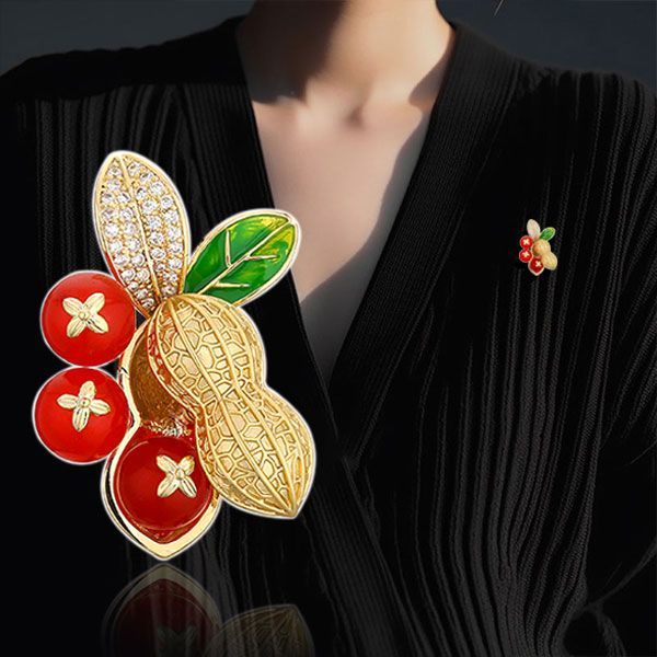 Peanut Brooch Women's Anti-light Personality Temperament Jacket Cardigan Corsage Neckline Pin_voghion.com