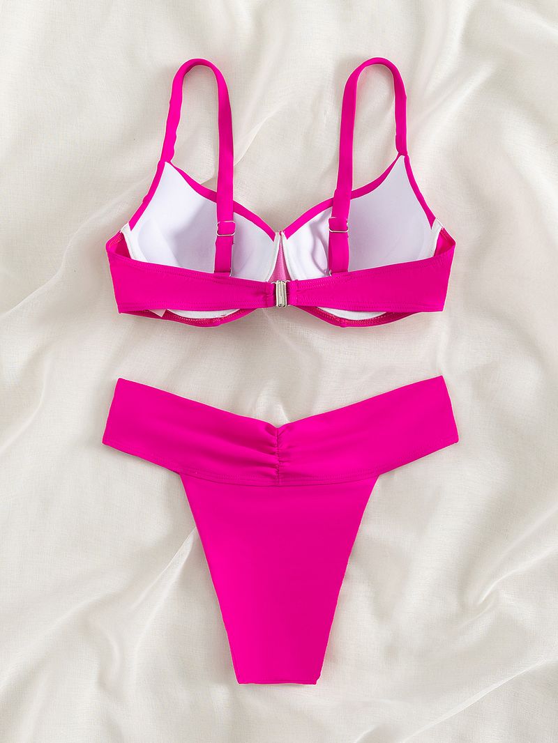 Ženska oblačila, nove bikini enobarvne kopalke, seksi dvodelne kopalke_voghion.com