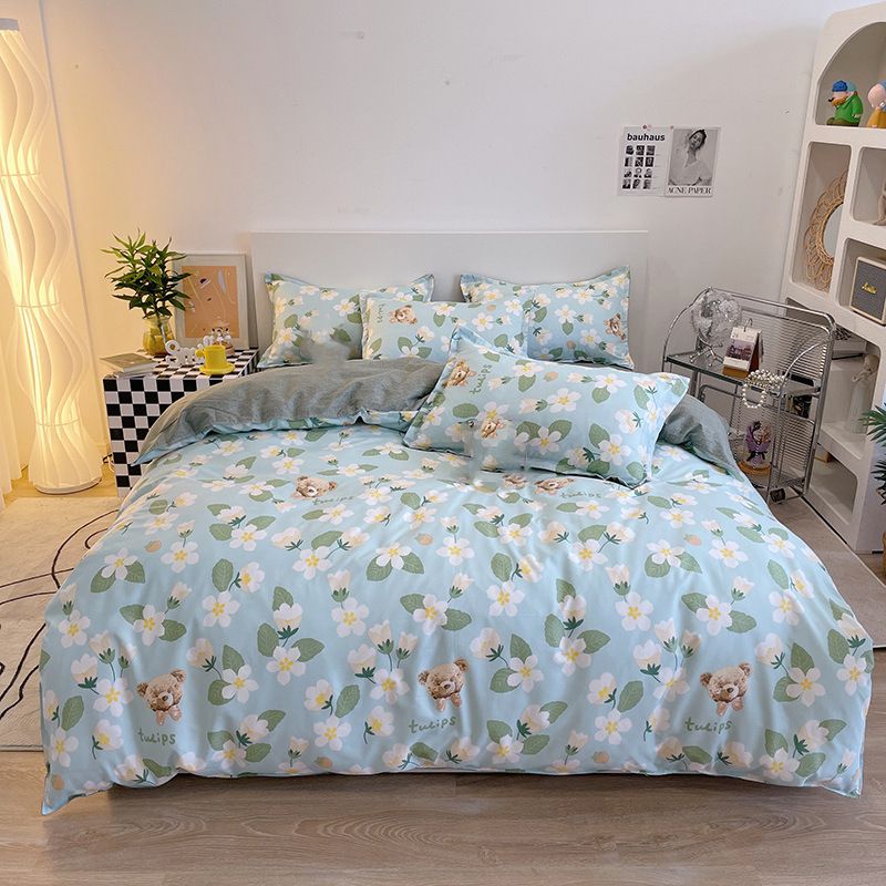 Set di biancheria da letto in tre pezzi in morbida fibra tessile per la casa, set di biancheria da letto stampato, copripiumino e copripiumino._voghion.com
