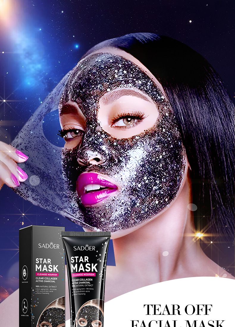 Mascarilla SADOER Starry Sky Whitening Cleansing Tear Mask, Elimina eficazmente los puntos negros, hidrata y rejuvenece, calma y repara la tirantez._voghion.com