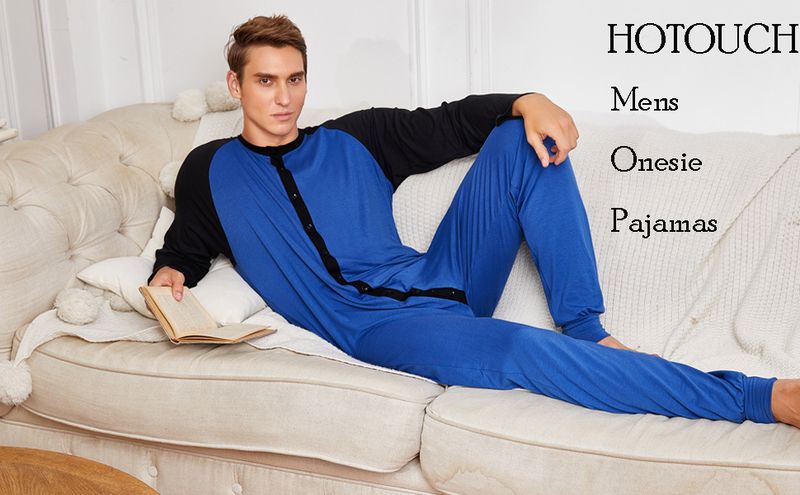 Men's Sleepwear Super Soft And Warm Alliance Set One Piece Sleepwear With Docking Flip Cover_voghion.com