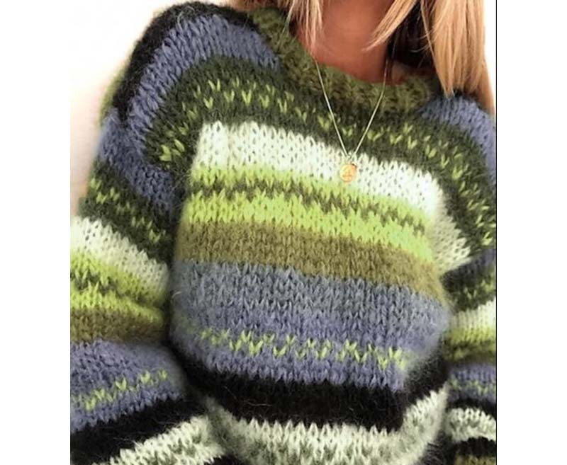Maglione arcobaleno da donna Maglione casual caldo per le donne_voghion.com