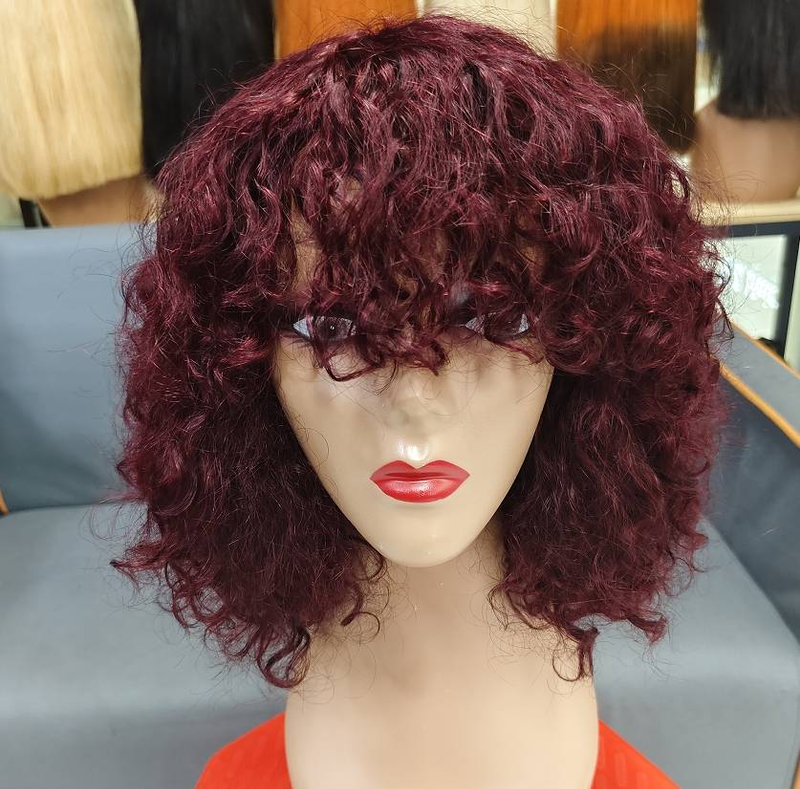 Pixie curto bob corte perucas de cabelo humano com franja jerry encaracolado peruca sem cola destaque mel onda água loira perucas coloridas para mulher_voghion.com