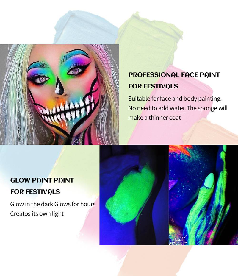 Helovīna krāsas krēma sejas acu ēnas Fluorescējoša, ātri žūstoša, ūdenī šķīstoša krāsas zīmulis_voghion.com