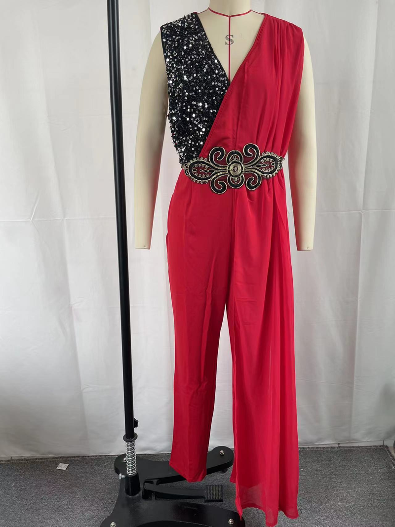 Damenbekleidung Langarm Spitze Spitze Taille Zweiteiliger Overall_voghion.com