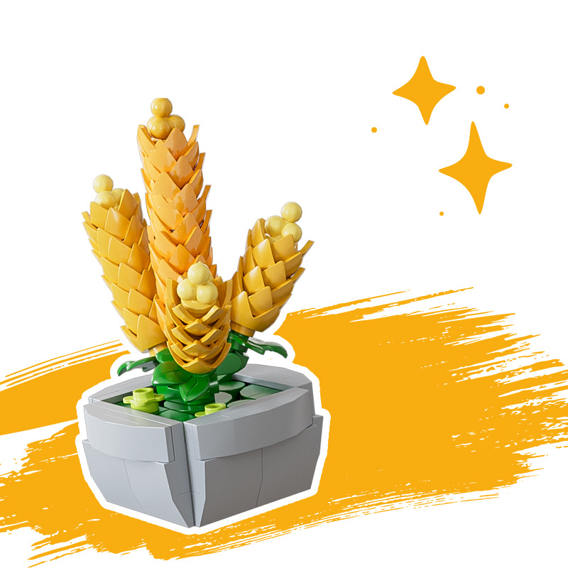 Statybiniai blokai, suderinami su Lego kaladėlėmis, kelių formų, mėsos vazoninių rožių puokštė, nemirtingų gėlių augalų surinkimo žaislas dovana_voghion.com