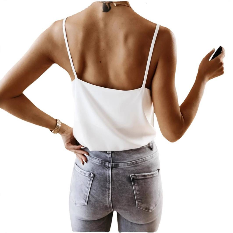 Abbigliamento da donna Bretelle tinta unita Nuove bretelle piccole aderenti con scollo a V e patchwork in pizzo_voghion.com