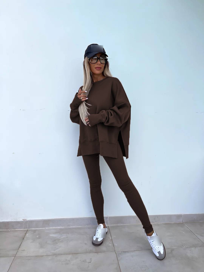 Abbigliamento da donna Autunno e inverno Tinta unita Maglione a maniche lunghe Giacca casual Tuta sportiva_voghion.com