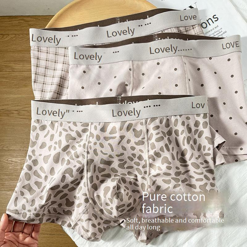 Sous-vêtements pour hommes, imprimé léopard, neufs, pur coton 7A, antibactériens, taille moyenne, boxers tendance pour garçons_voghion.com