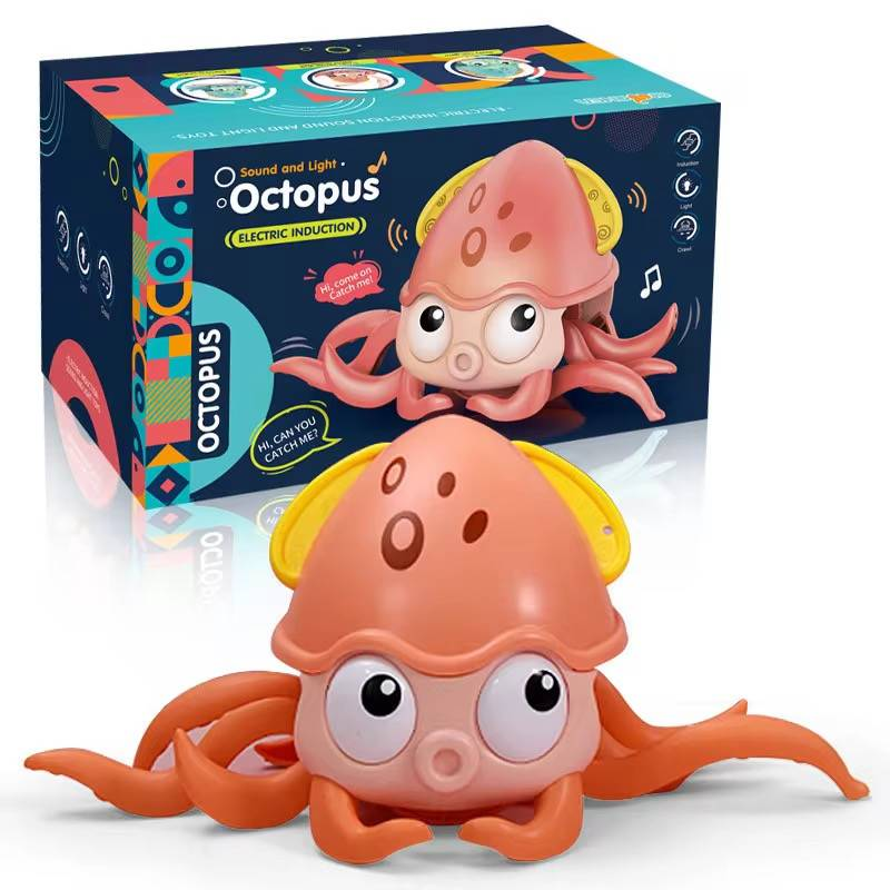 Sensor-Activated Escaping Octopus Electric Crawling Pet Toy With Singing & Obstacle Avoidance_voghion.com