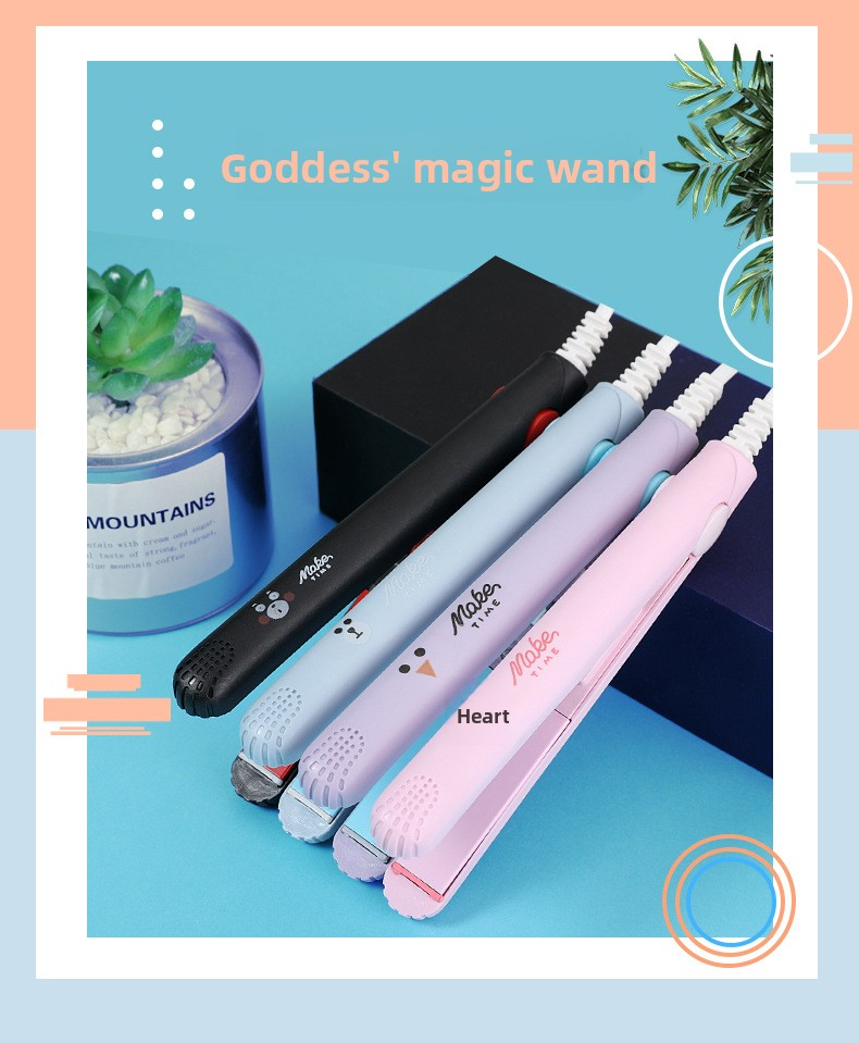 Mini Hair Straightener & Curling Iron - 2-In-1 Styling Tool For Bangs & Waves (Fast Heating Travel Size Dual Voltage Ceramic Plates)_voghion.com