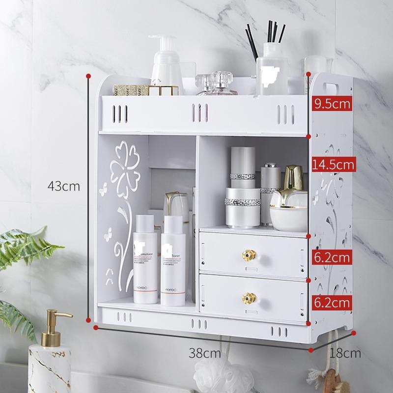 Scaffale portaoggetti per la cura della pelle non perforato da parete per bagno, stile cassetto per bagno, multistrato, grande capacità_voghion.com