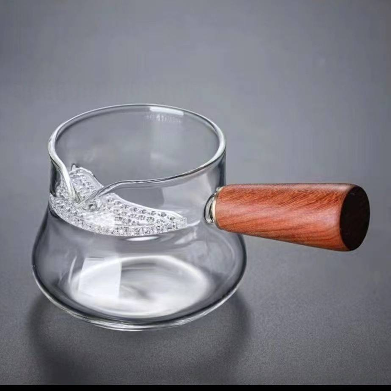 Heat-Resistant Glass Tea Pitcher With Wooden Handle - Borosilicate Gongfu Tea Cup Optional 304 Stainless Steel Strainer Minimalist Side Handle Teapot_voghion.com