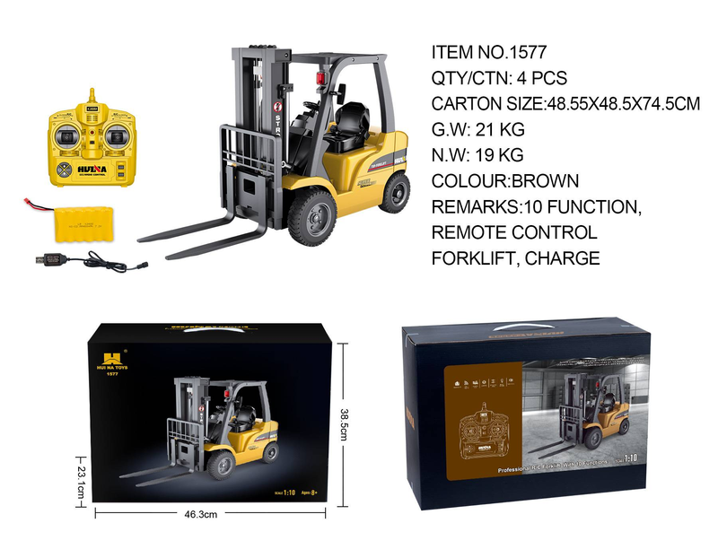 Mother & Kids 1:10 Scale Alloy Remote Control Forklift With 10-Channel Precision Control – Realistic Construction Vehicle Toy For Kids & Collectors_voghion.com